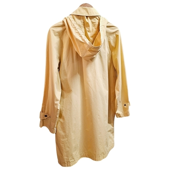 London Fog Soft Yellow Trench Coat With Detachable Hood Size Medium Pockets - Picture 8 of 14